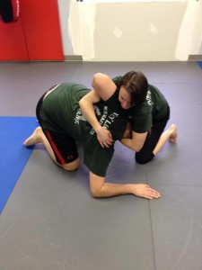 Ivey League MMA's own Bradi Truett is pictured here working on her "Cement Mixer" takedown