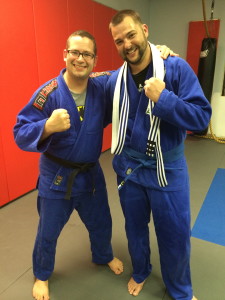 New Blue Belt & all around awesome dude Cody Truett (on the right) pictured here with proud Coach Danny Ives